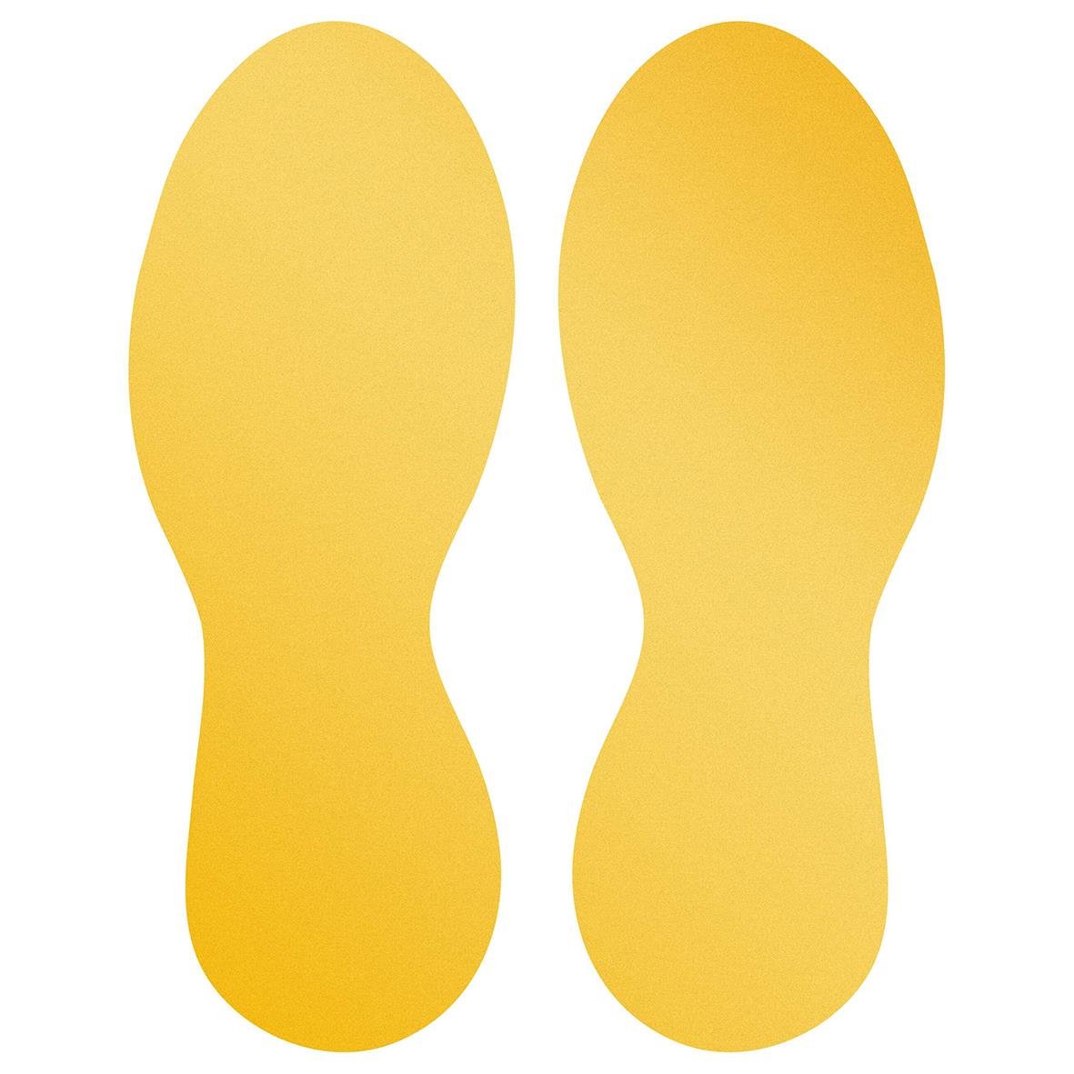 Gul golvmarkering med fotavtryck, borttagbar och slitstark