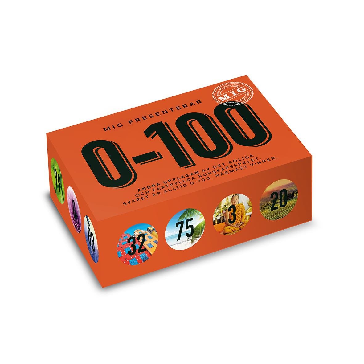 Spel MIG 0-100 Orange med nummerbrickor i orange, grönt, blått och andra färger