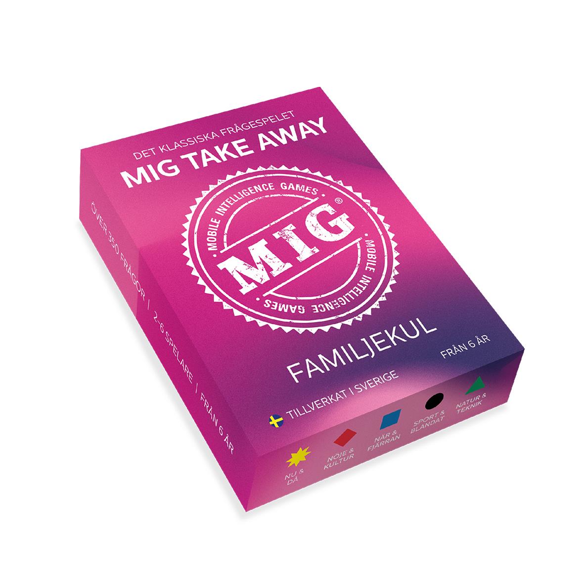Familjespel MIG Take Away i rosa och lila för familjekul och underhållning
