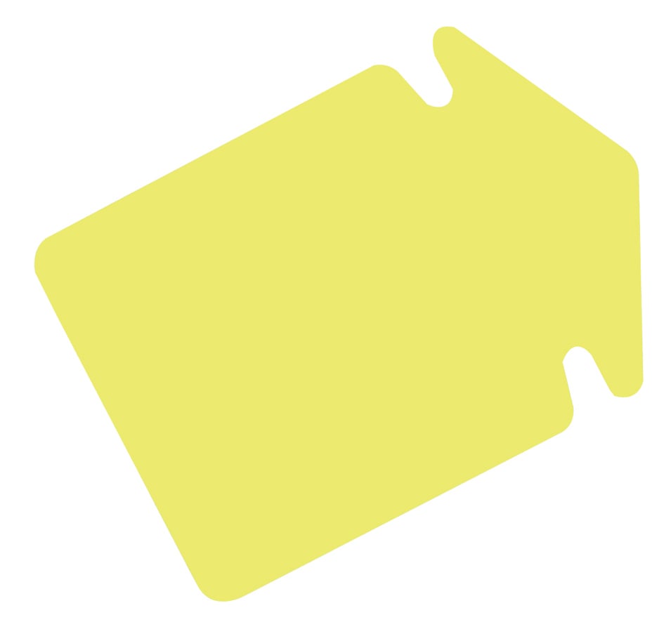 Skyltkartong Pil liten fluor gul 13 x 9 cm 17060001