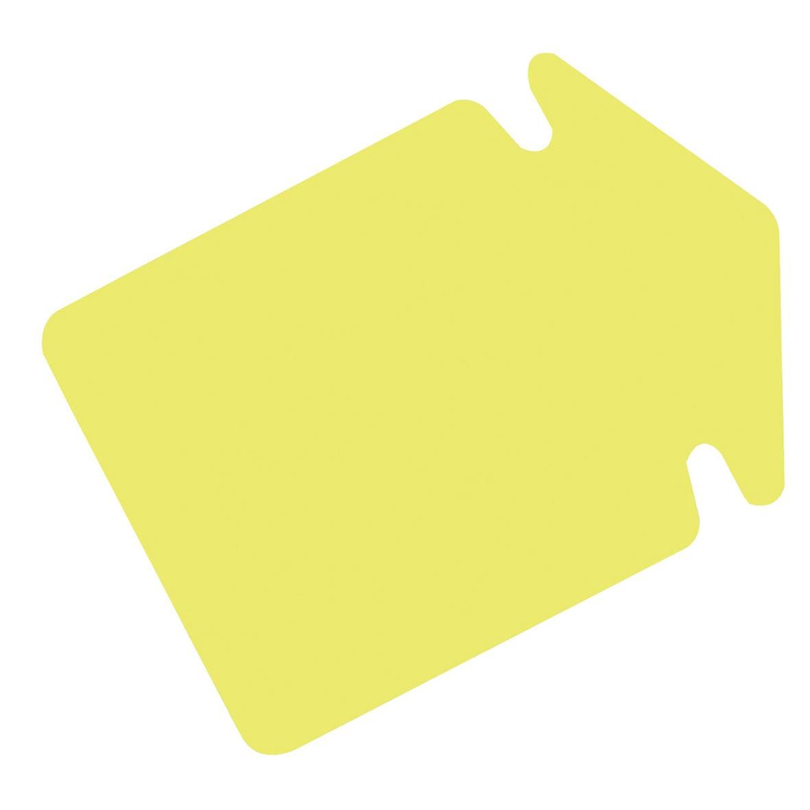 Liten fluorgul skyltkartong med pil, 13 x 9 cm