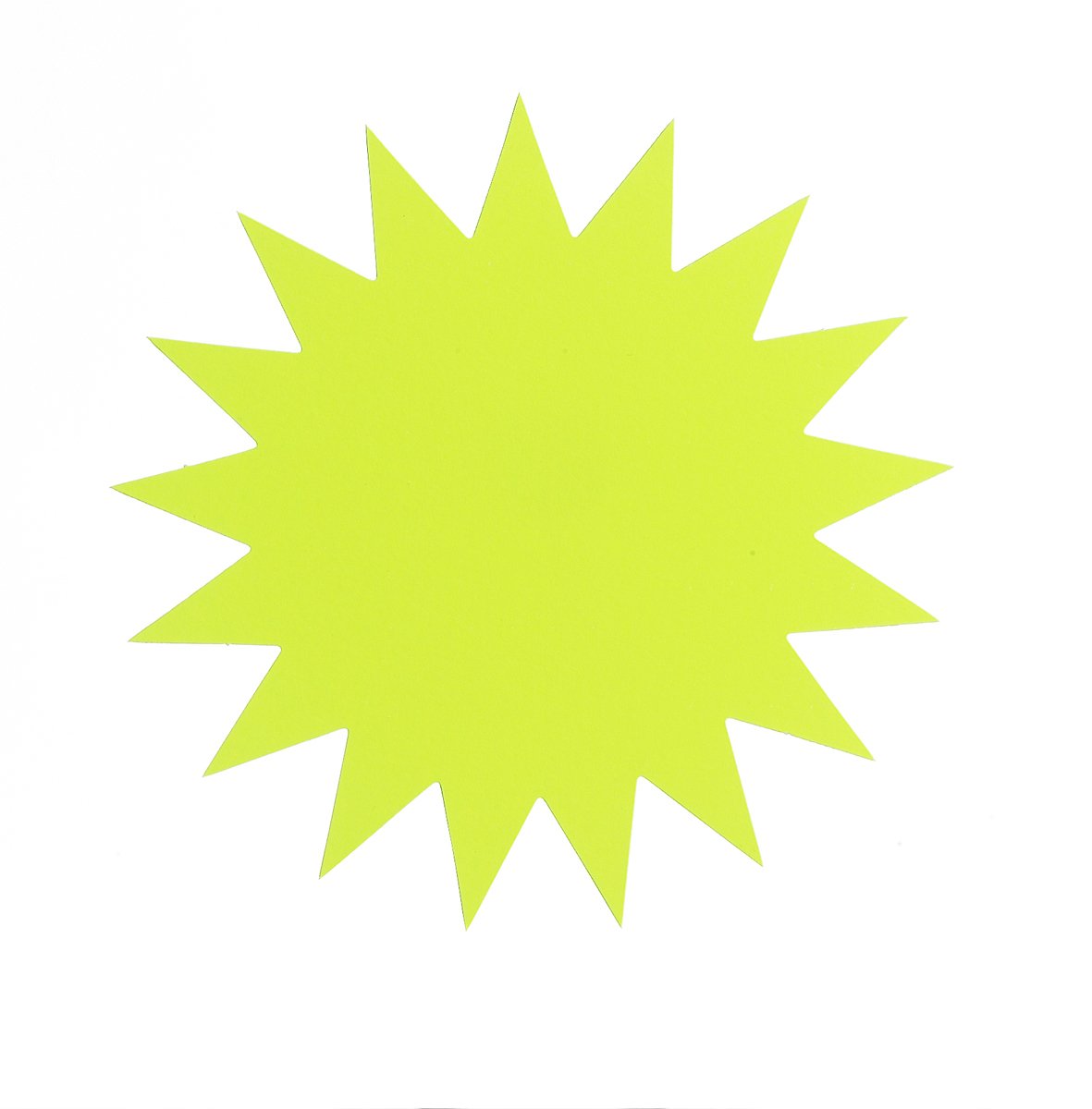 Liten fluorgul stjärnformad skyltkartong med Ø 18 cm