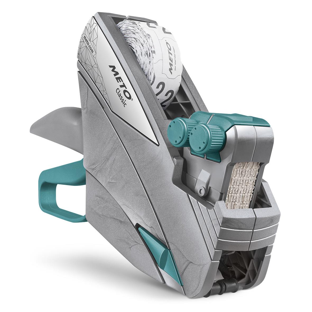 Prismärkare Meto Classic M 1626 med två rader (8+8) 26x16mm, i grått och blått designat för märkning