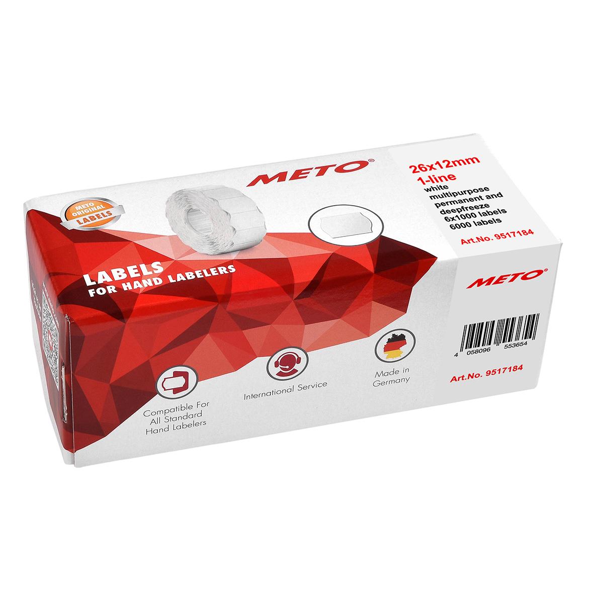 Vit etikett för kyl- och frys, 26x12mm, för handetiketter, METO Prismärkning