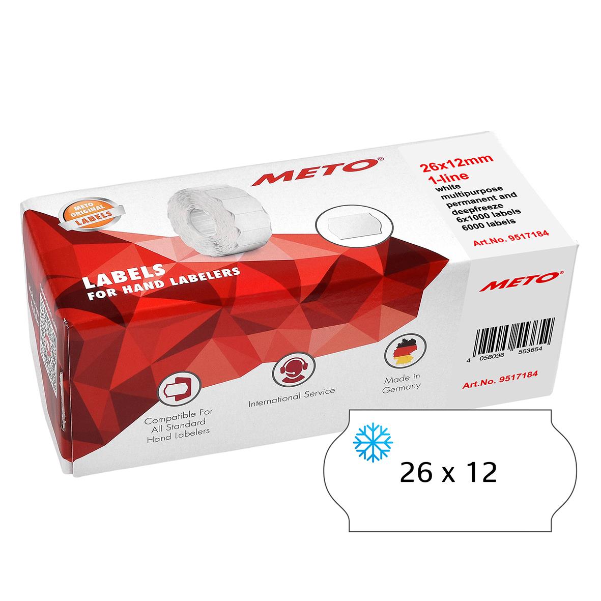 Vit etikett för kyl- och frys, 26x12mm, för handetiketter, METO Prismärkning