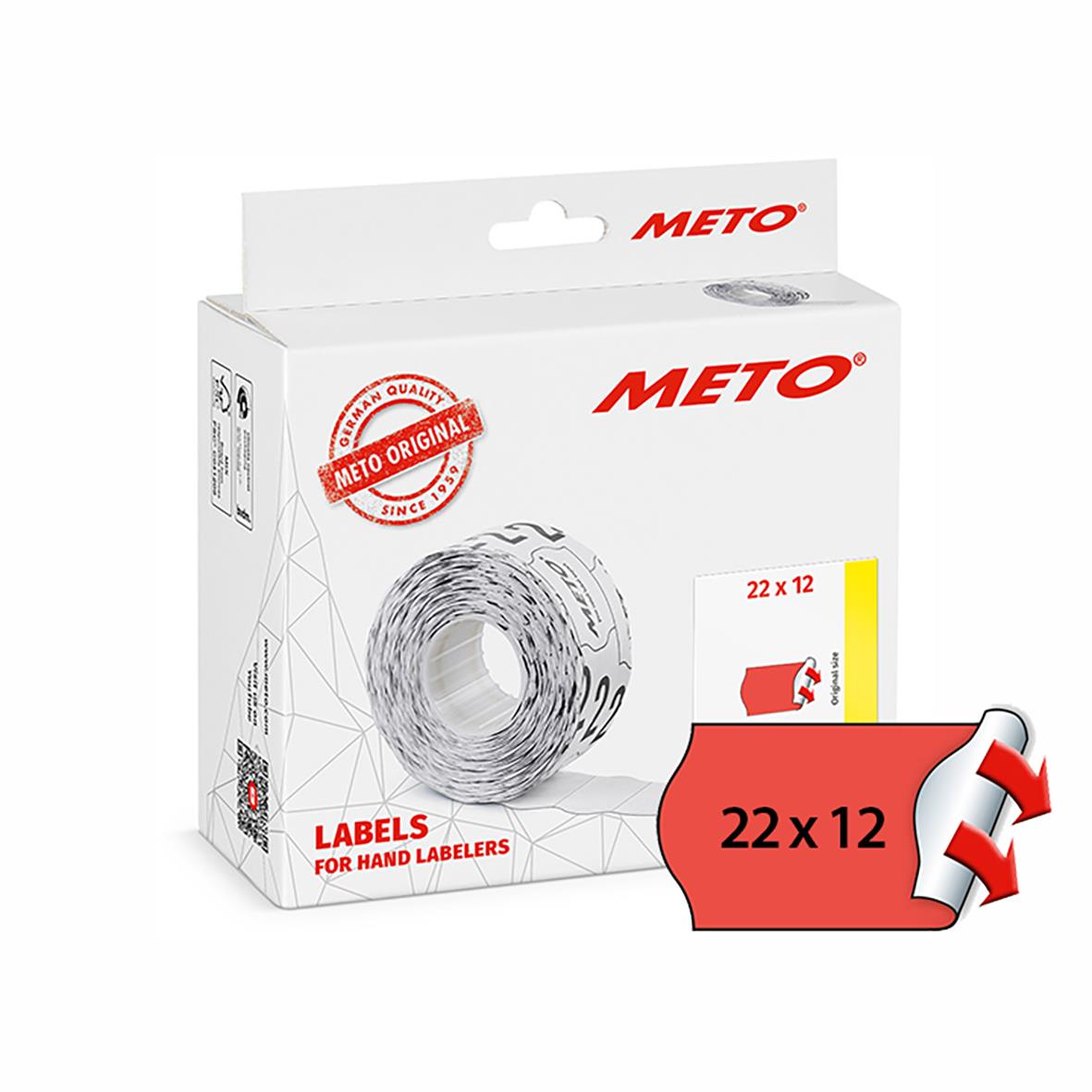 Neonröd permanent etikett Meto Prismärkning 22x12mm i rulle