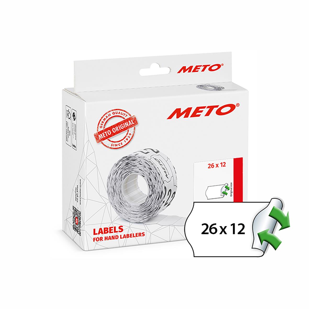 Etikett Meto Prismärkning avtagbar vit 26x12mm i förpackning