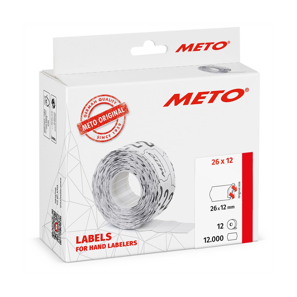 Etikett Meto Prismärkning Permanent Vit 26x12mm i förpackning