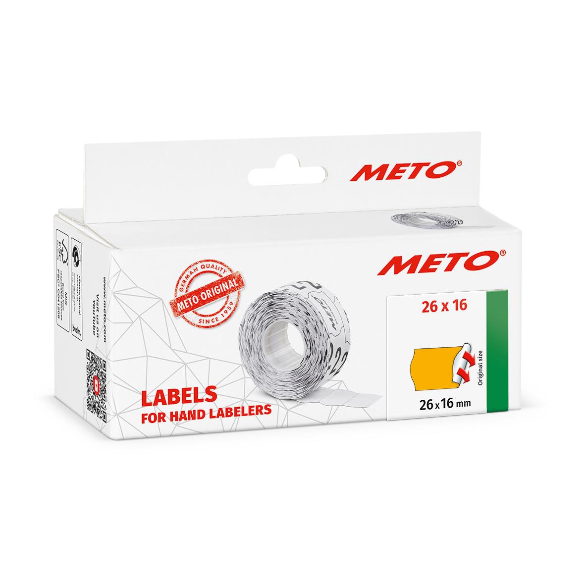 Neonorange etikett Meto Prismärkning Permanent 26x16mm i förpackning