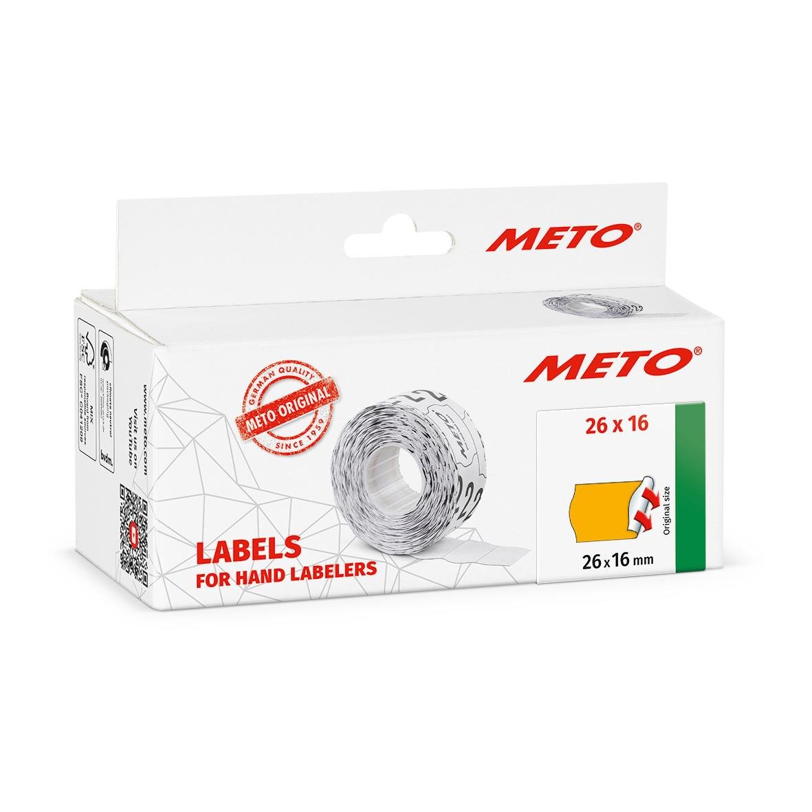 Neonorange etikett Meto Prismärkning Permanent 26x16mm i förpackning