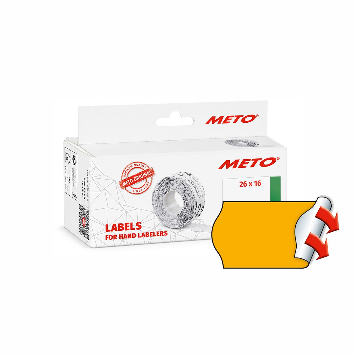 Neonorange etikett Meto Prismärkning Permanent 26x16mm för handetiketter