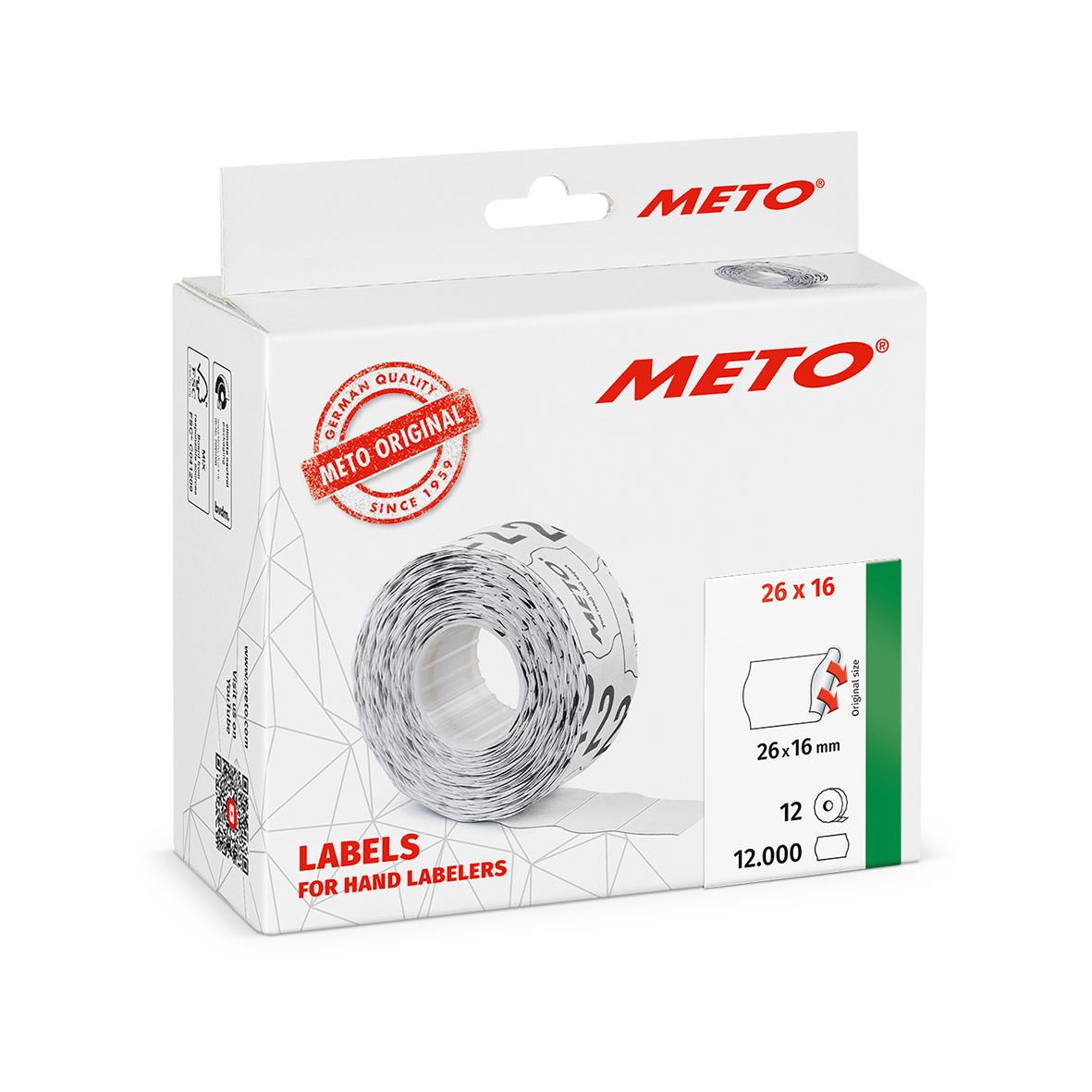 Etikett Meto Prismärkning Permanent Vit 26x16mm i förpackning