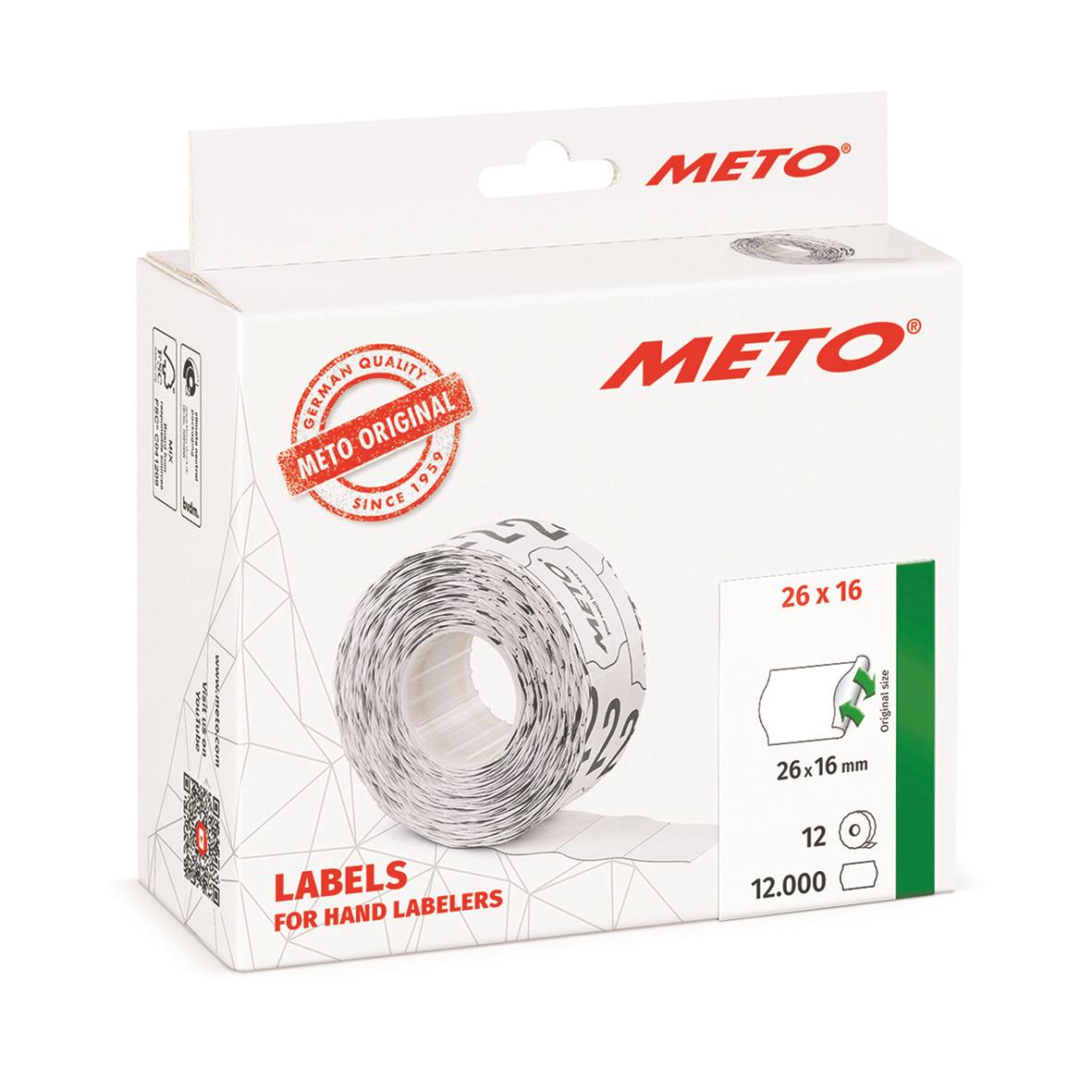 Etikett Meto Prismärkning avtagbar vit 26x16mm, 12 000 st