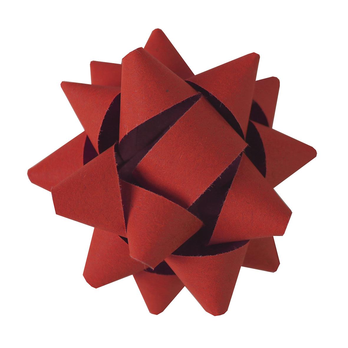 Röd rosett med 70 mm diameter, formad som en julklappsknopp