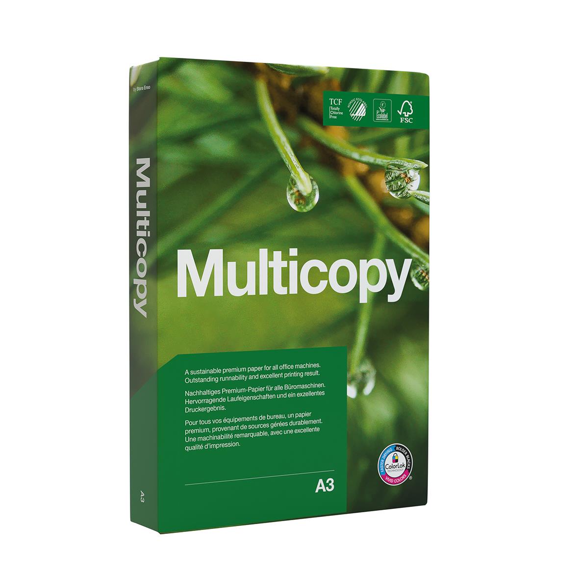 Kopieringspapper Multicopy Original Ohålat A3 100g i grönt förpackning