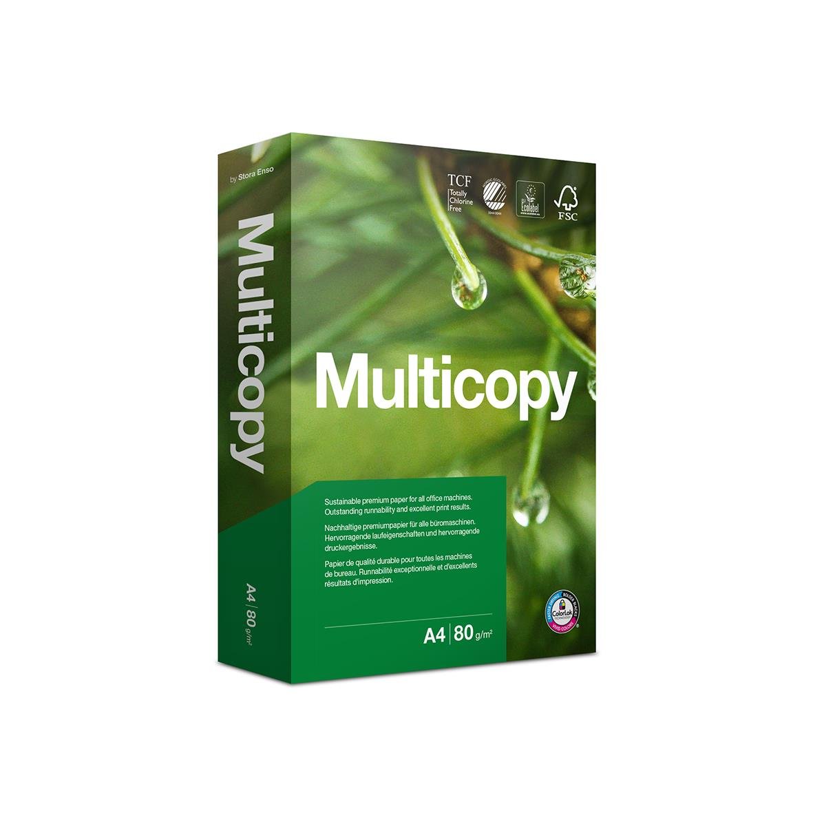 Kopieringspapper Multicopy Original Hålat A4 80g i grönt förpackning