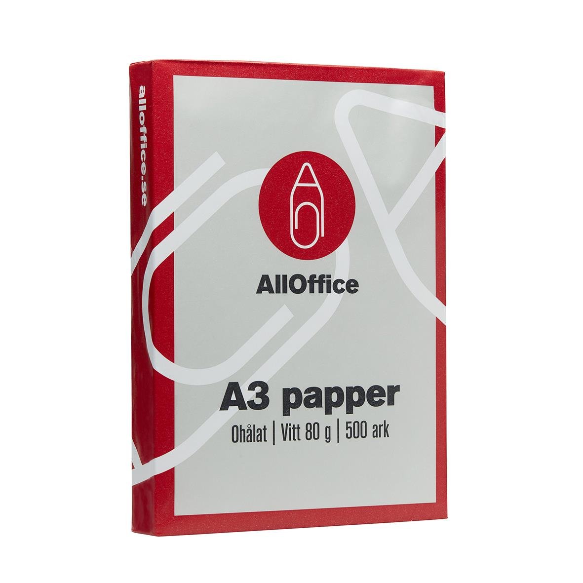 Kopieringspapper AllOffice A3 80g, ohålat, vitt, 500 ark