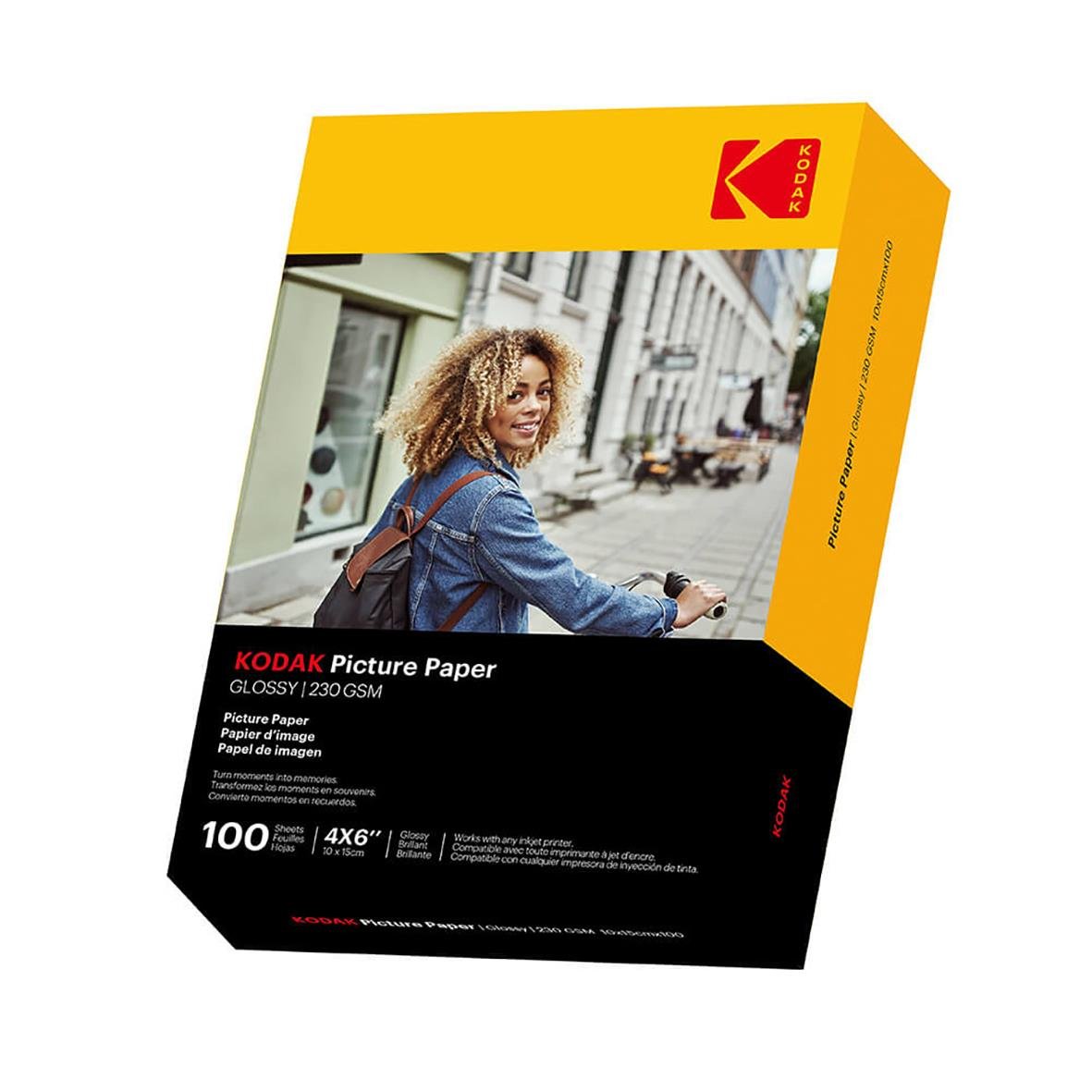 Kodak fotopapper i blankt glansigt 230g, 10x15cm, 100 ark