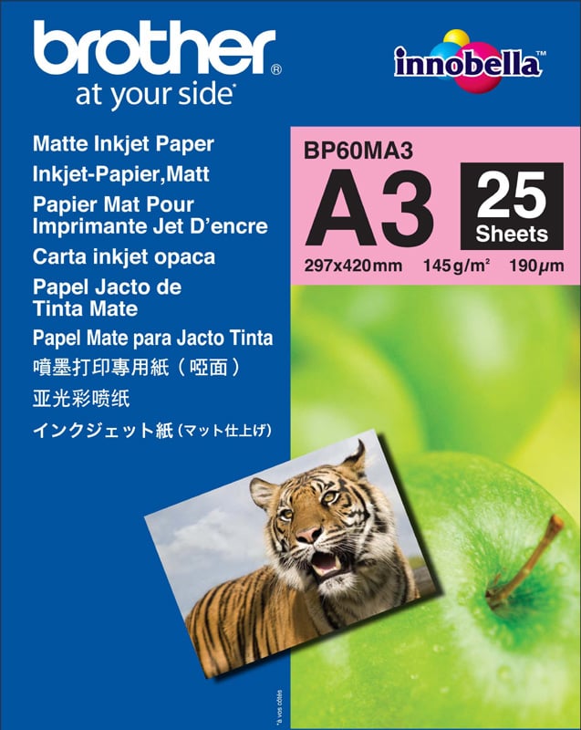 Bläckstrålepapper Brother Foto Matt BP60MA3 A3 145g