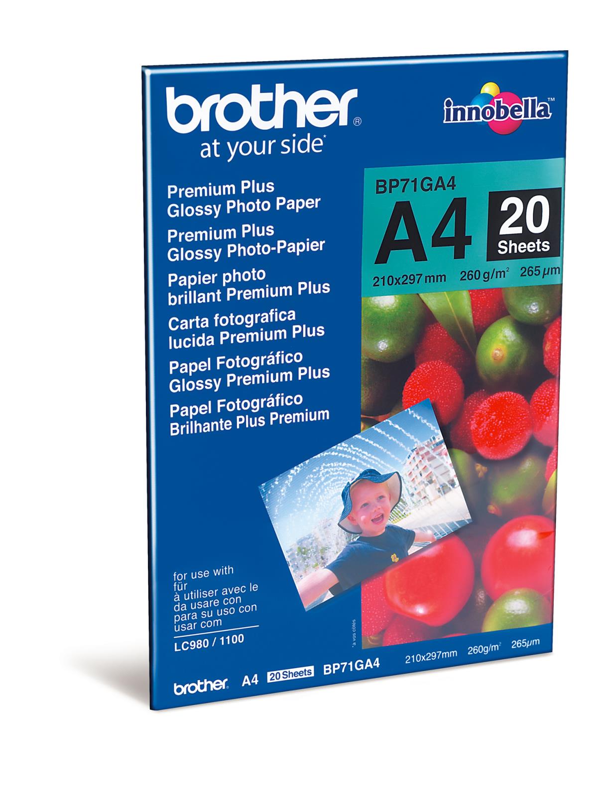 Brother Bläck Fotopapper A4 20 ark, glansigt, 260g/m², för utskrift