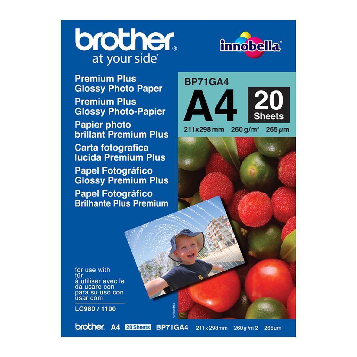Brother Bläck Fotopapper Premium Plus Glansigt A4 20 ark