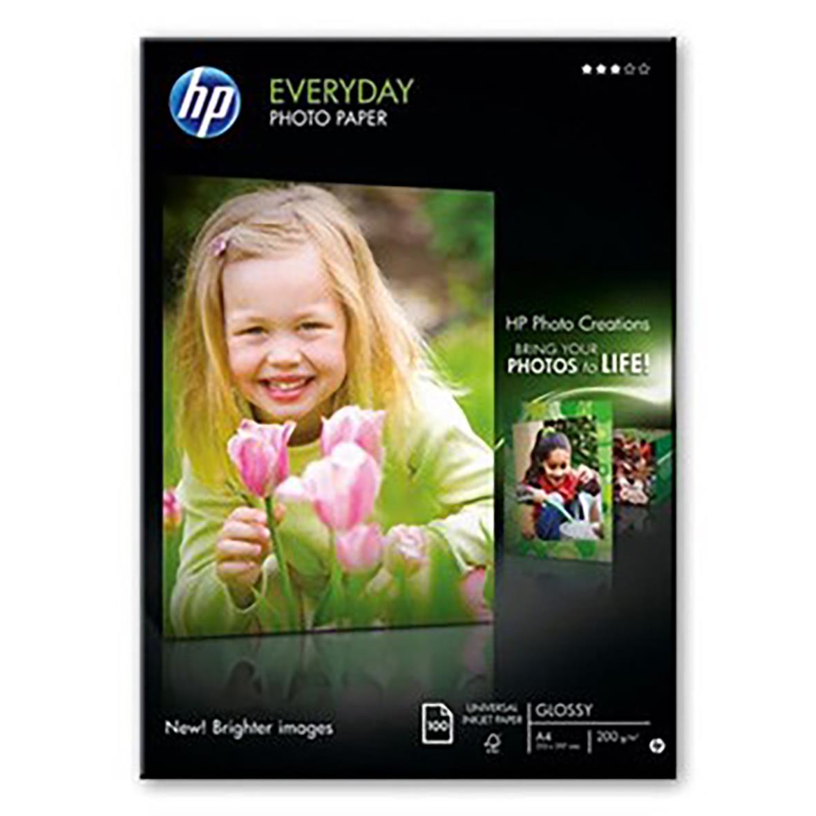HP Blankt fotopapper för daglig användning, 200g, A4 storlek, glossy finish, perfekt för fotokreationer