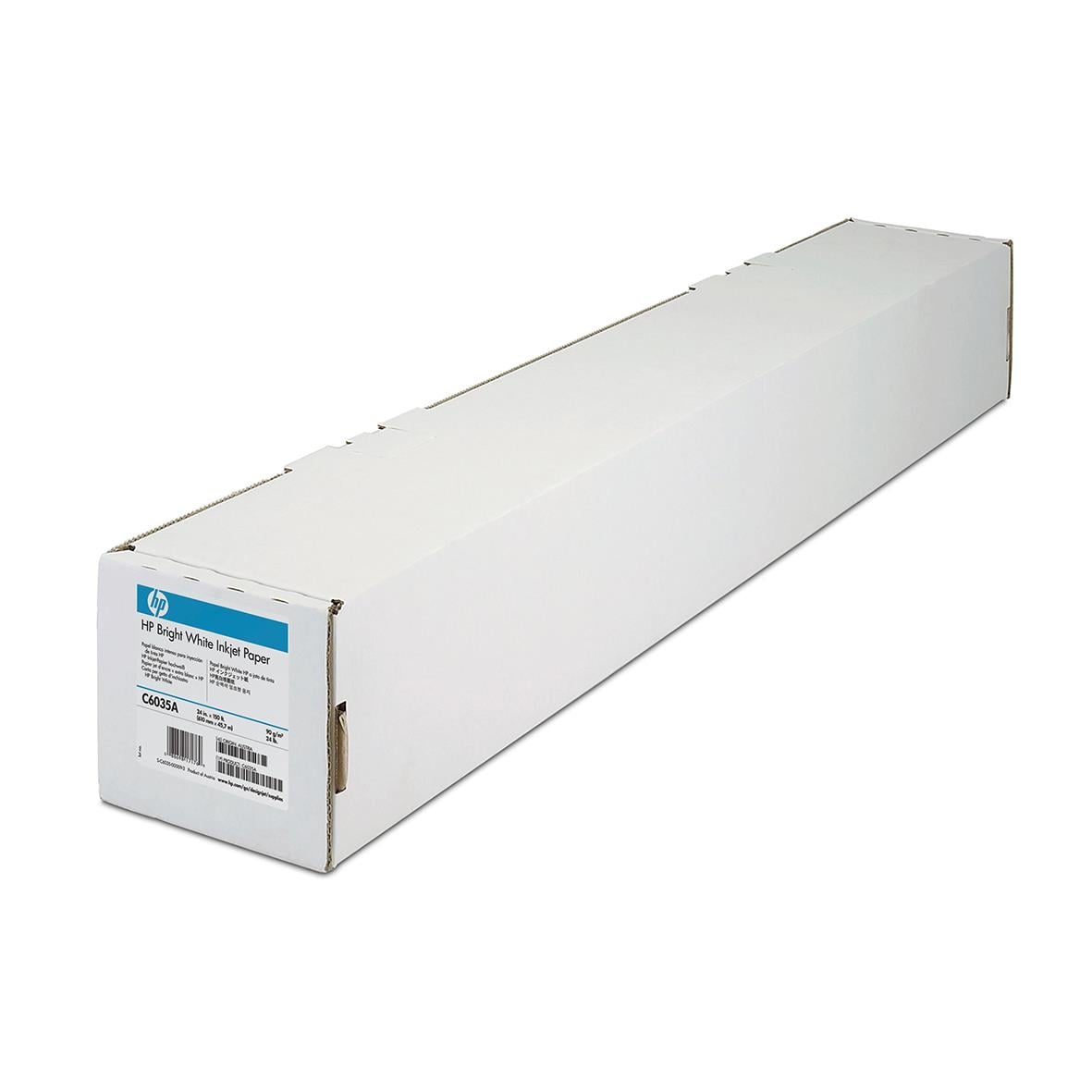 Lång kartong med HP Bright White matt plotterpapper 610mm x 45,7m 90g