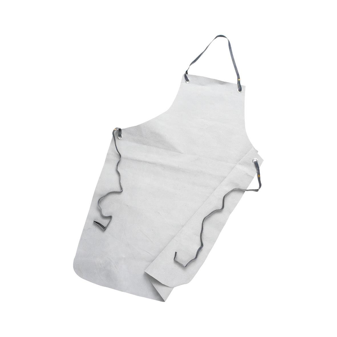 Ljusgrå förkläde i läder med nack- och midjeband, Worksafe Läderspalt, One Size