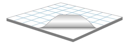 Vit kapaskiva med 5mm tjocklek och 70x100cm storlek, visar en skiss av skivans struktur och form