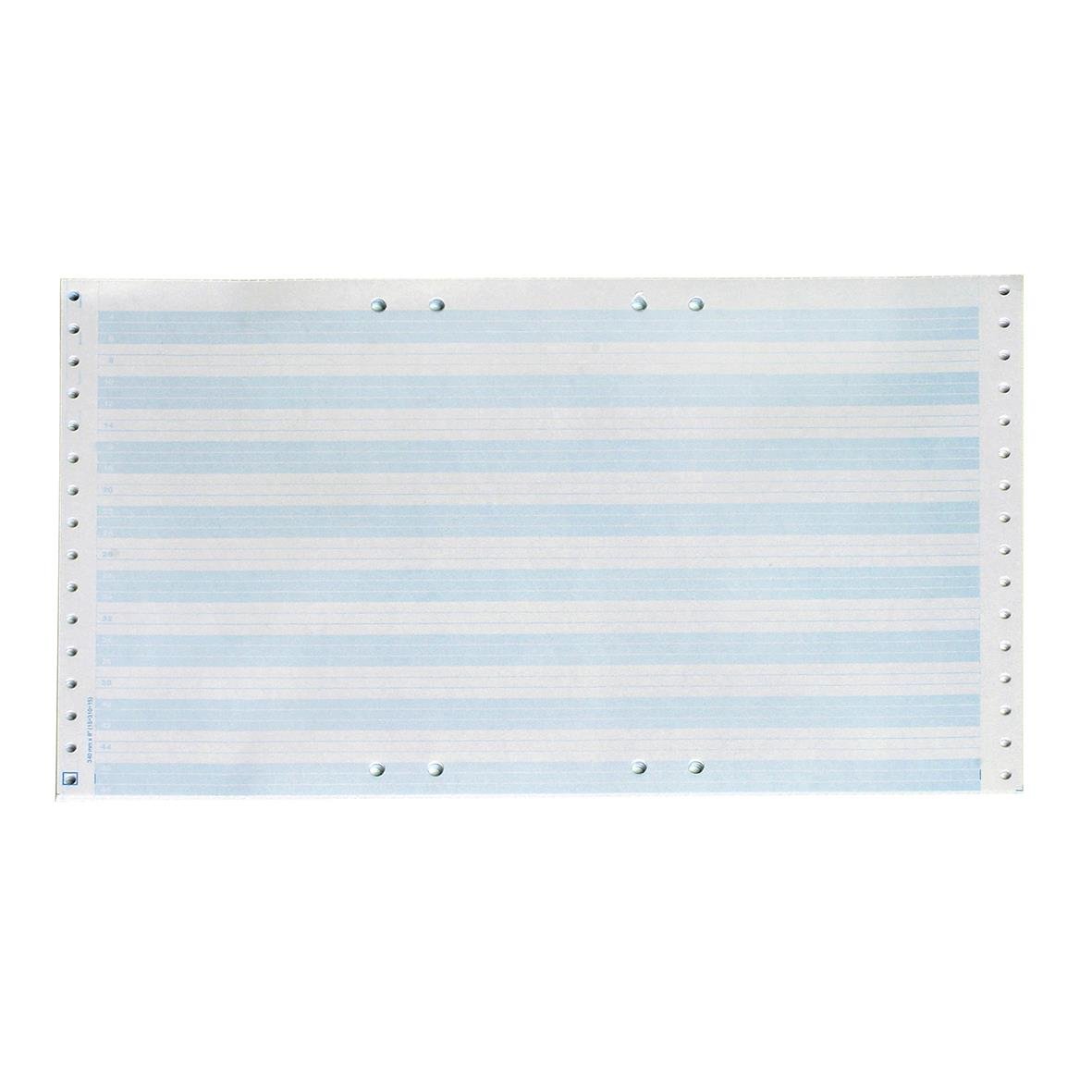 Blå/vit hålat datapapper 297x8 tum, 70 g, för skrivare eller kopiering