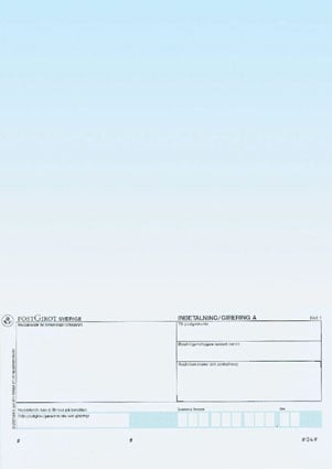 Blåtonad laserark för Plusgiro A-kort med utrymme för information och signatur