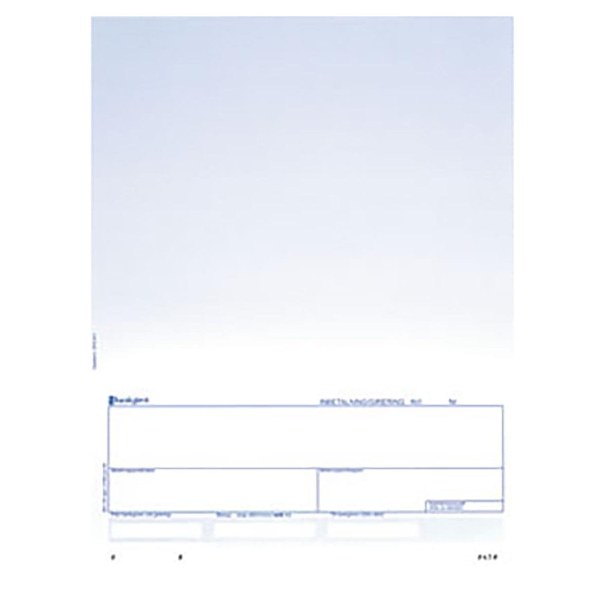 Blåtonad laserark för bankgirobetalning med tomma fält för information