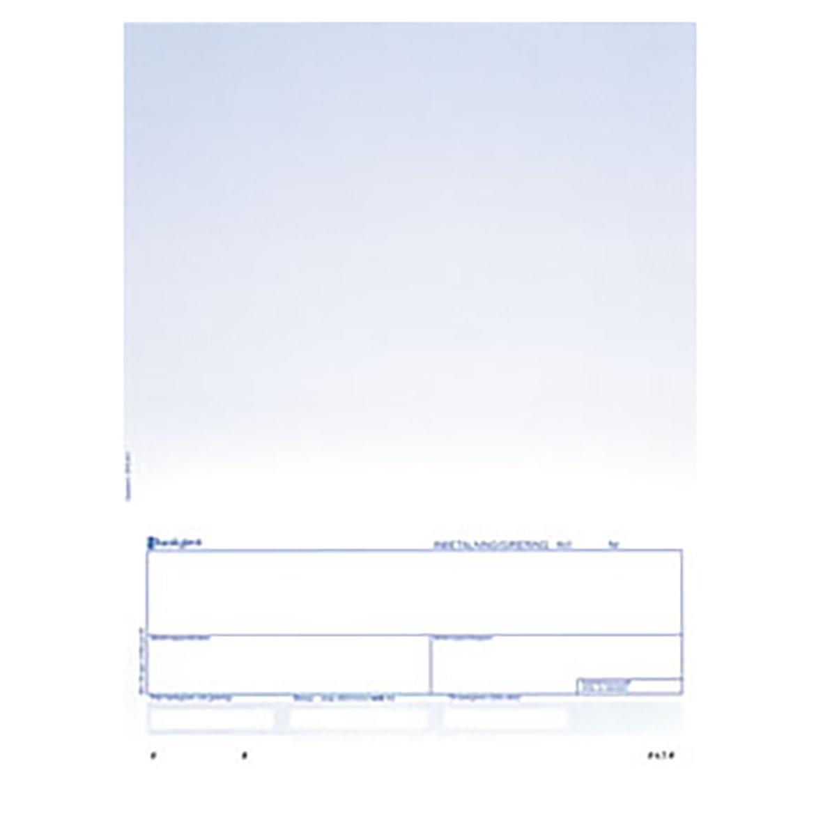 Blåtonad laserark för bankgirobetalning med tomma fält för uppgifter