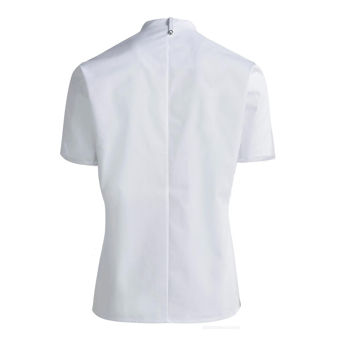 Vit unisex kock- och serveringsjacka från Kentaur med ståkrage och dragkedja bak