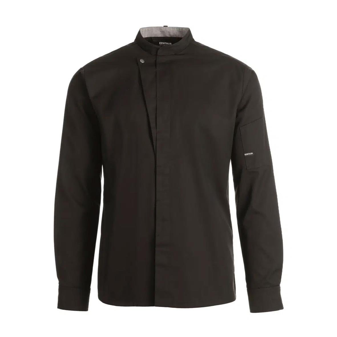 Svart unisex kock-/servicejacka Kentaur 23515 med ståkrage och dragkedja