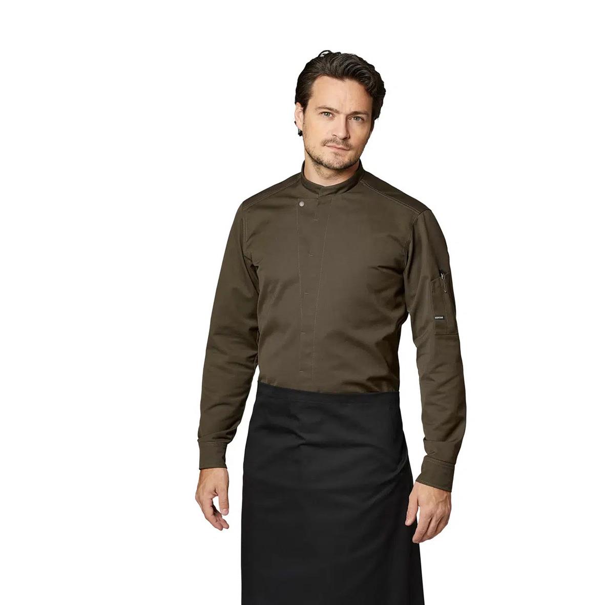 Unisex kock-/servicejacka Kentaur i Cypres Olive färg, XS storlek, modell med lång ärm och dragkedja