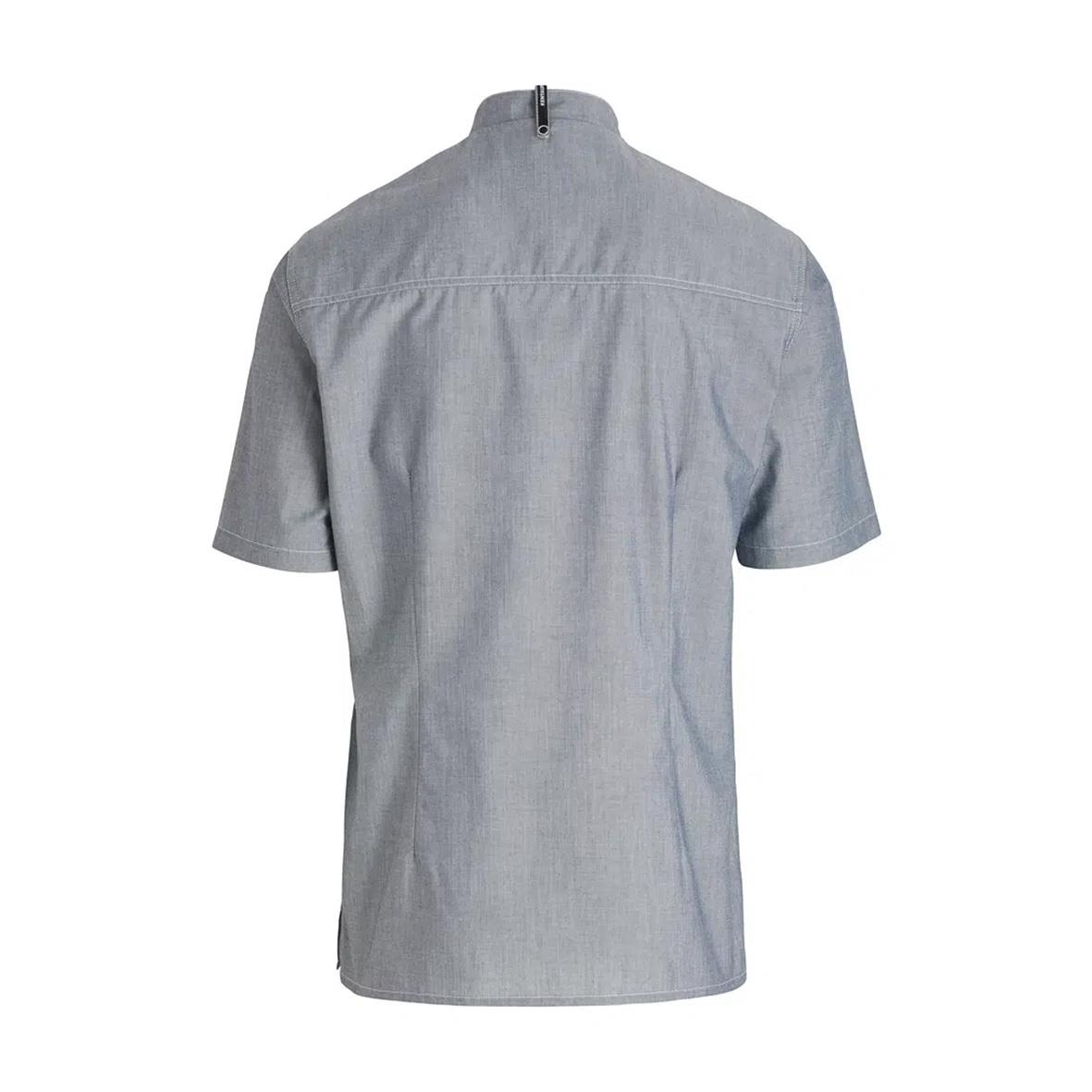 Kock-/serviceskjorta i chambray grå med kort ärm och ståkrage