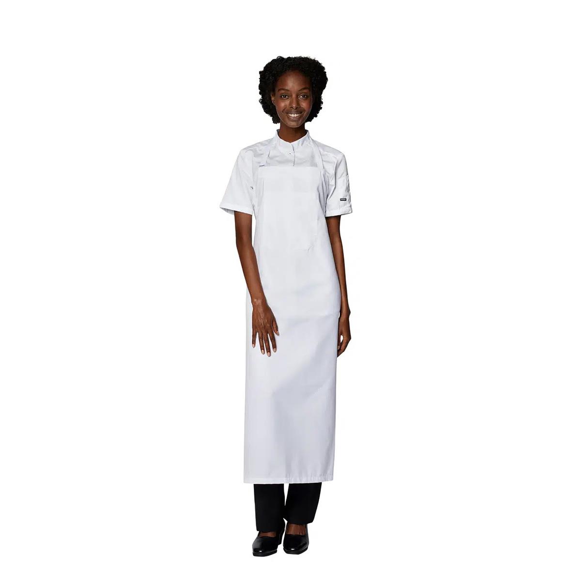 Vit bröstlappsförkläde Kentaur 31502 på kvinna