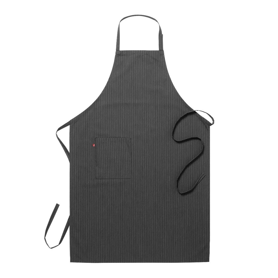Antracitgrå bröstlappsförkläde med ficka och nackband, storlek One Size