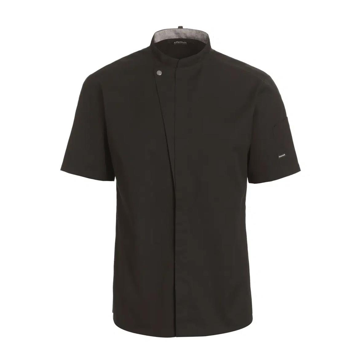 Svart kock- och servicejacka med kort ärm och ståkrage