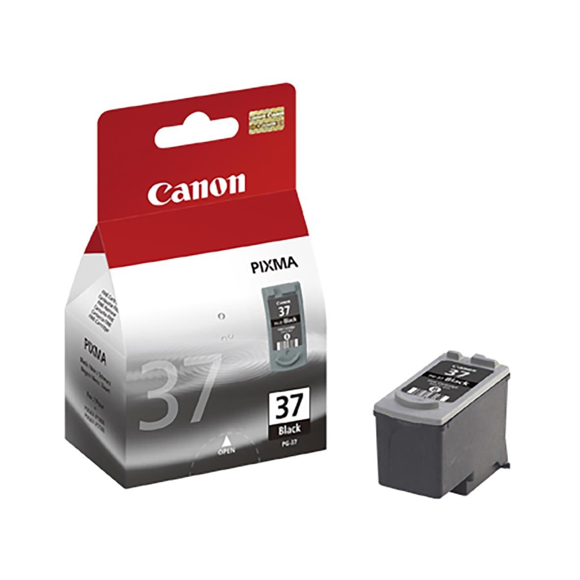 Svart bläckpatron Canon PG-37 2145B001 i förpackning och separat patron