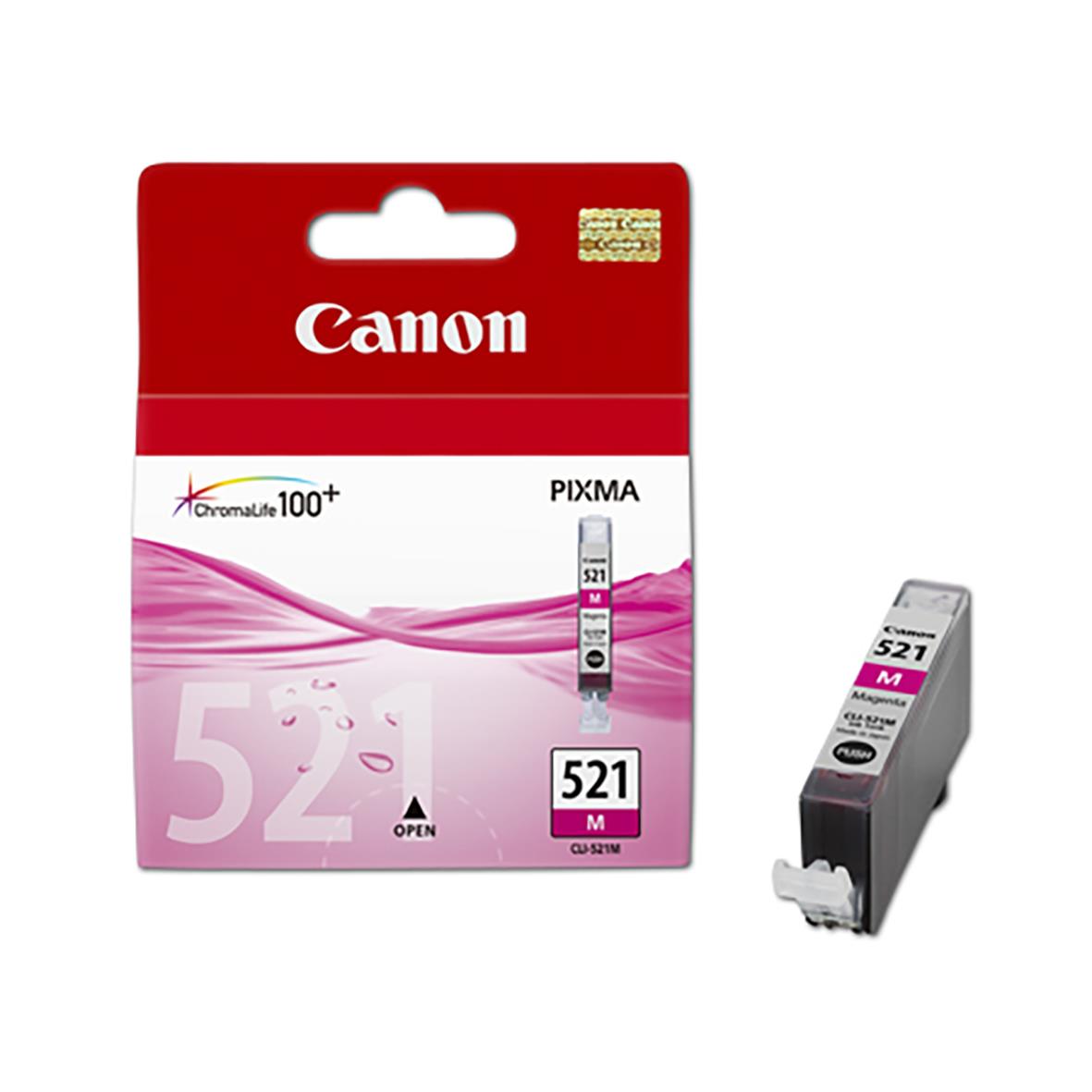 Magenta bläckpatron Canon CLI-521M i förpackning