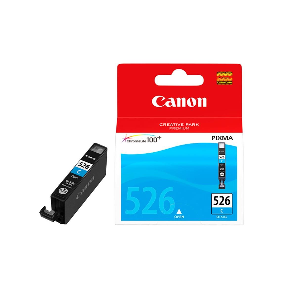 Bläckpatron Canon CLI-526C Cyan och en kompatibel bläckpatron