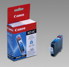 Bläckpatron Canon BCI-6C Cyan i förpackning och utanför