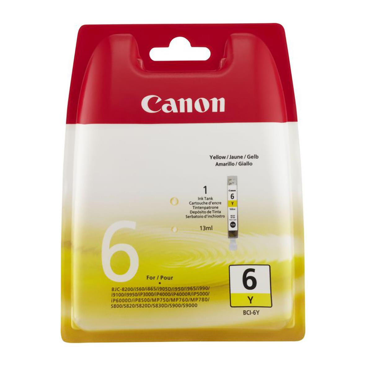 Gul bläckpatron Canon BCI-6Y 4708A002 i originalförpackning