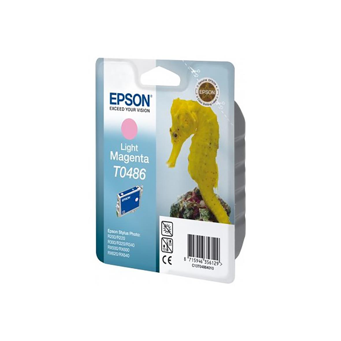 Epson bläckpatron magenta T04864010 i förpackning med bild av en gul delfin