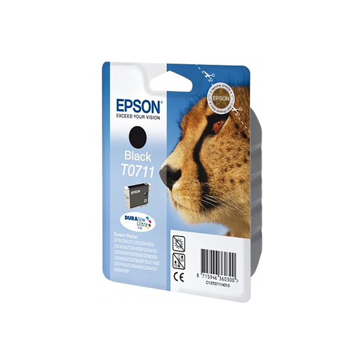 Epson C13T07114011 svart bläckpatron med bild av ett lejon
