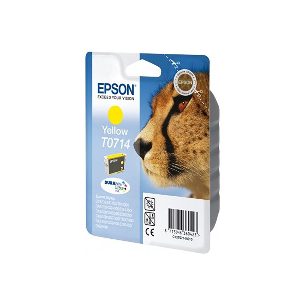 Epson bläckpatron T07144011 gul med bild av lejon