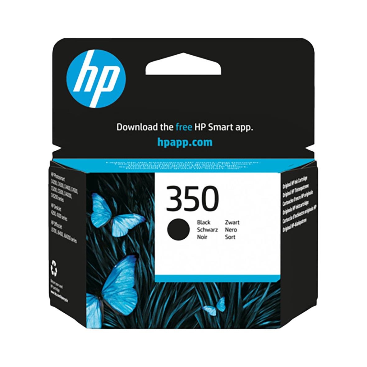 HP No350 svart bläckpatron för 200 sidor med blå fjärilar och växtmotiv