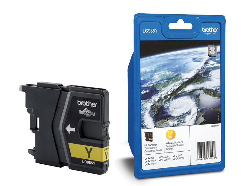 Gult bläckpatron Brother LC985Y för skrivare i förpackning
